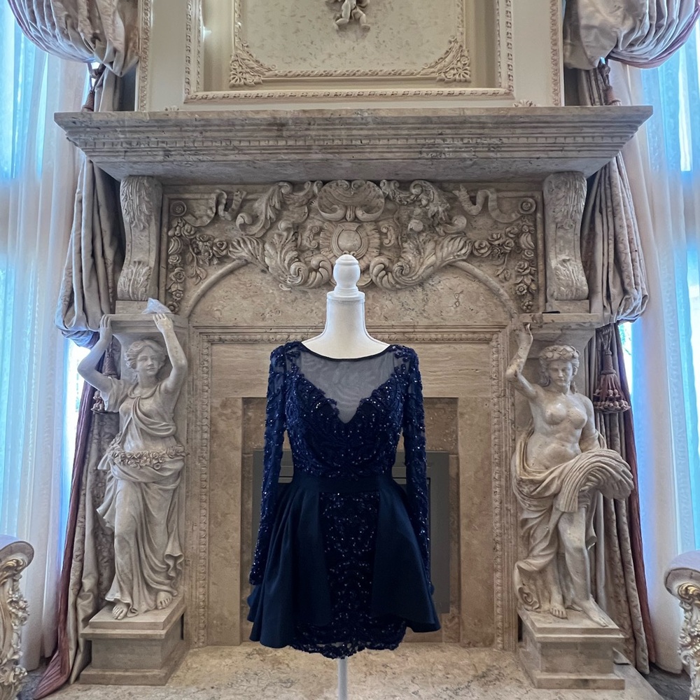 Elegant blue Lace gem Dress